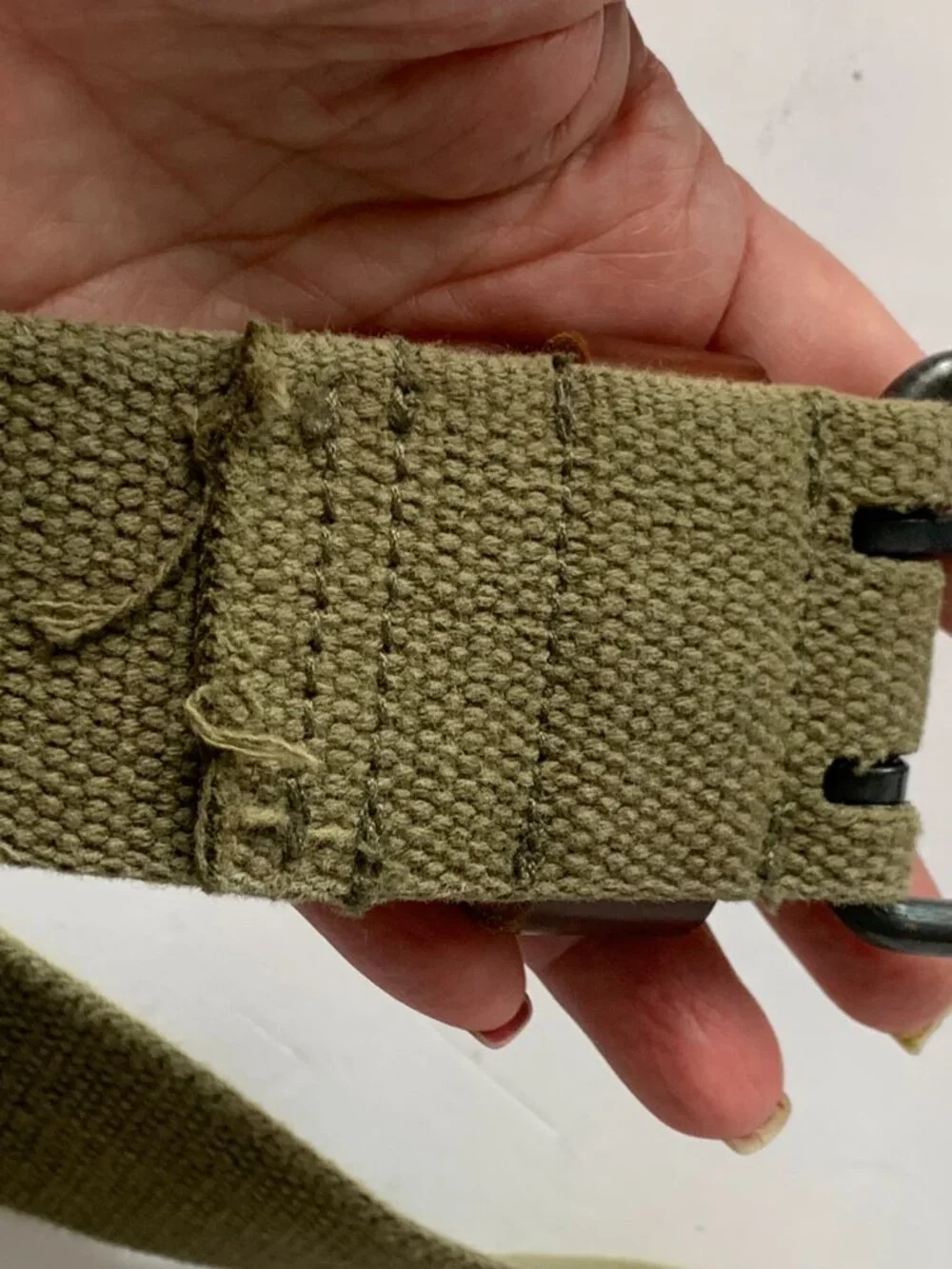 Timberland Mens Size 40 Olive Green Canvas Leather Belt 2